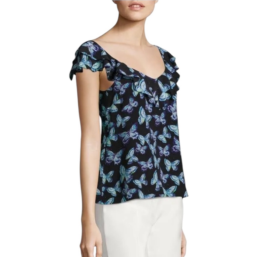 Nanette Lepore XS Papillon Butterfly Printed
Ruffle Silk Top ($298)